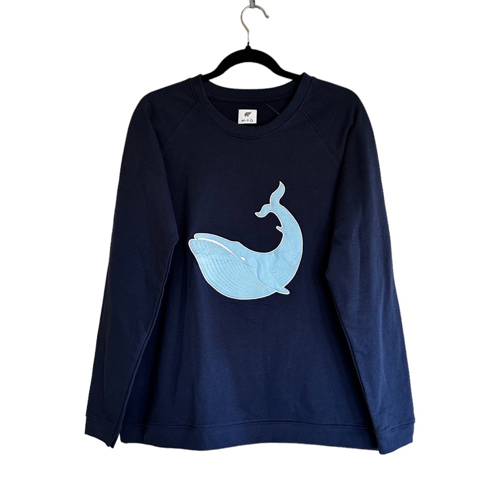 NWT Monica + Andy Crewneck Embroidered Whale Patch Sweatshirt Large - Picture 7 of 11